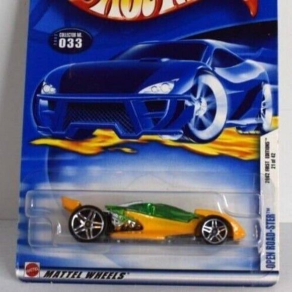 2002 Hot Wheels Open Roadster Car First Editions #33 21/42 Yellow Green 1:64 NEW - Picture 4 of 10